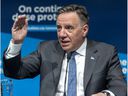Prime Minister François Legault at a press conference in Montreal on Thursday, January 13, 2022.