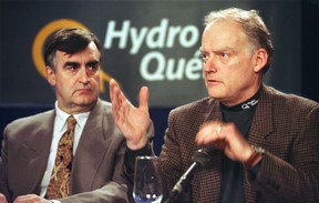 Hydro-Québec President André Caillé gives journalists an update on the ice storm, with Prime Minister Lucien Bouchard at his side, on January 15, 1998.