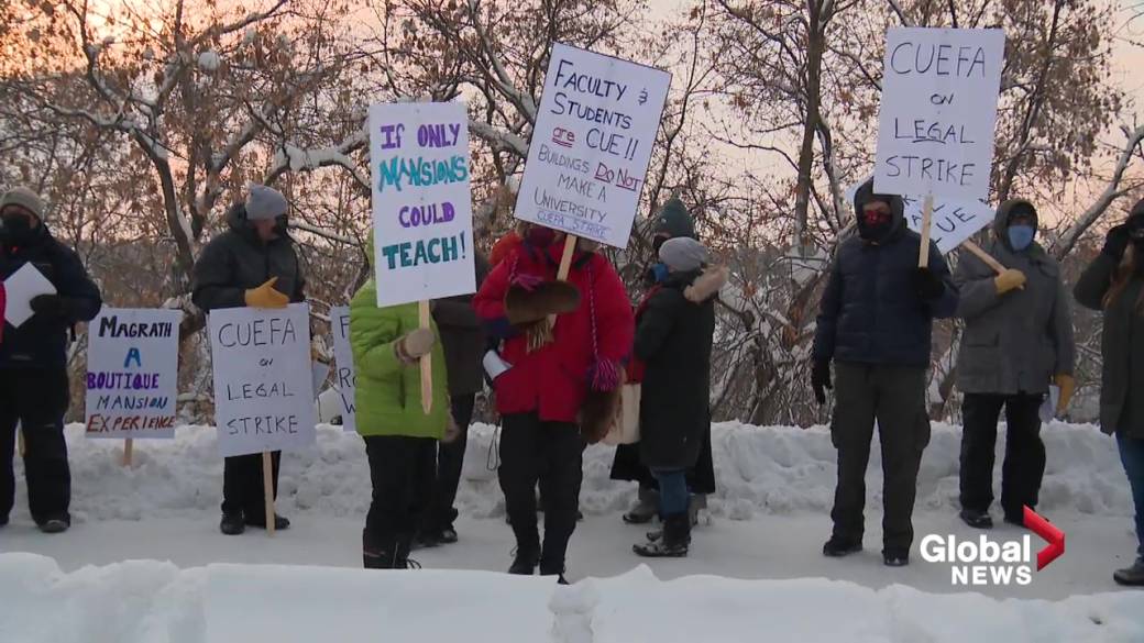 Click to Play Video: 'Edmonton Concordia University Faculty Association on Strike in the Freezing Cold of January'