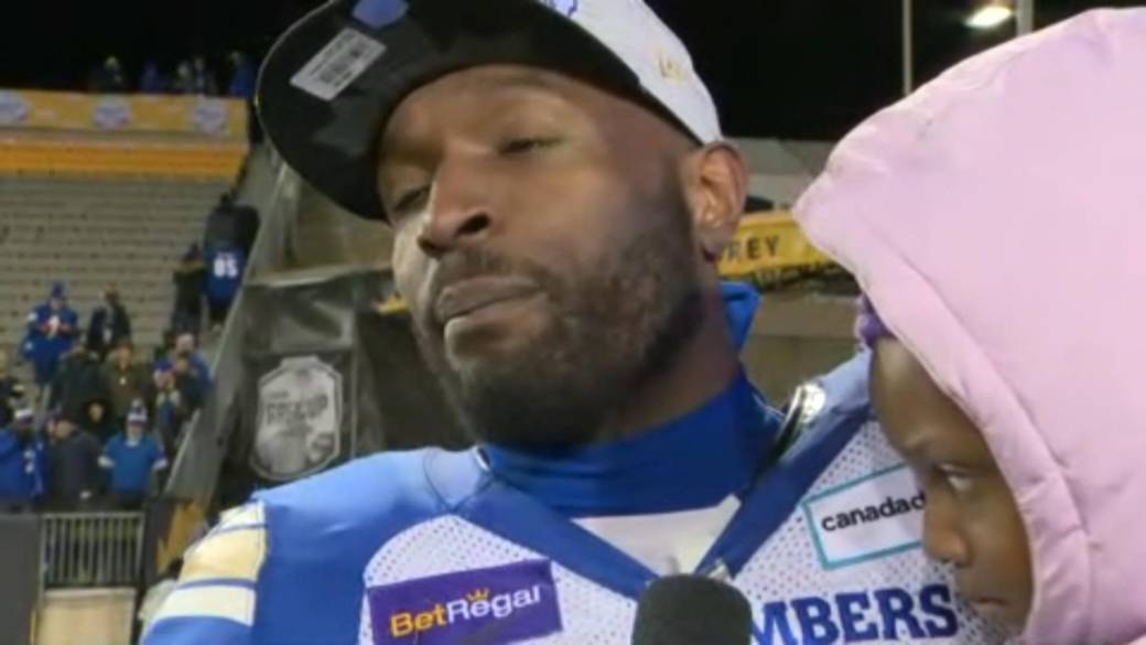 Click to Play Video: 'Winnipeg Blue Bombers React to Gray Cup Overtime Victory'