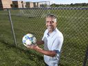 Joe Barile, president of the Essex County Soccer Association, at the McHugh Park soccer fields on Wednesday, September 29, 2021. The organization hopes to build an artificial grass field in the park.