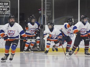 Local minor hockey players are pictured during practice at the WFCU Center in Windsor on Tuesday, Jan.4, 2022.