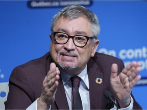 Quebec's Director of Public Health Horacio Arruda answers a question during a press conference in Montreal, Wednesday, January 5, 2022.