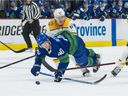 Elias Pettersson, who has had a difficult season thus far by his standards with six goals and 17 points in 34 games, is now offside under COVID-19 protocols, the Canucks announced Wednesday.