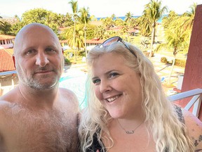 Tracy Kell (right) of Windsor with her husband Joel Morris (left) in Varadero, Cuba, on December 31, 2021.