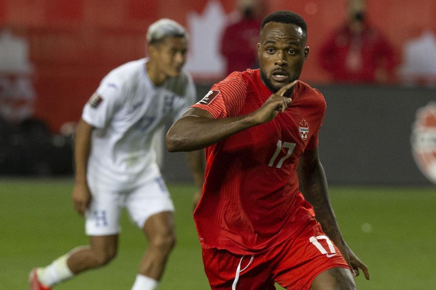 Cyle Larin scored Canada's only goal from the penalty spot when Honduras took a point in Toronto in September.