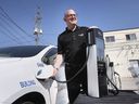 Windsor Mayor Drew Dilkens at a press conference on Tuesday, August 17, 2021, where he announced the addition of 22 new electric vehicle charging spaces throughout the city.