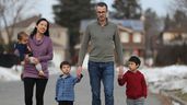 Dr. Winnie Siu with her husband Allan Reesor-McDowell and their three children Emerson (6), Owen (3) and Wesley (1) outside their home in Ottawa.  Winnie is a public health physician who opted to take parental leave in the midst of the COVID crisis.