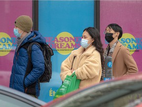 Montrealers wear masks outdoors on Wednesday, February 2, 2022.