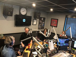 Pete Marier, who has been filling in as CHOM morning host since Terry DiMonte left in May, talks to new morning show hosts Jay Michaels, Sharon Hyland and Chantal Desjardins.