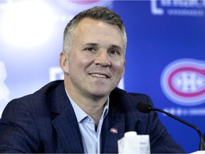 Montreal Canadiens interim head coach Martin St. Louis speaks to the media during a news conference in Montreal on Thursday, Feb. 10, 2022.