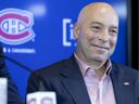 Montreal Canadiens general manager Kent Hughes during a newss conference in Montreal on Feb. 10, 2022.  