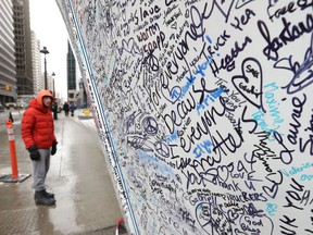 A giant card was signed by supporters of the protest.