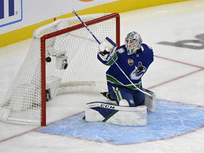Last weekend, goalie Thatcher Demko stood on his head and stole a win for his teammates against Toronto.  Thursday in San Jose, Demko was not at his best but his teammates outscored his — and the defense corps' — struggles.