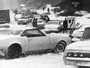 Mansfield St. outside Place Bonaventure was a scene of havoc after a major snowfall on Feb. 23, 1971