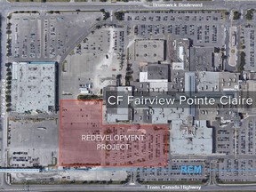 Cadillac Fairview's redevelopment project aims to transform the southwest portion of the Fairview Pointe-Claire shopping center parking lot.