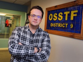 Tyler Campbell, OSSTF's Educational Support Staff Bargaining Unit president is shown on Tuesday, February 22, 2022.