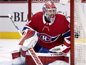 Montreal Canadiens goaltender Carey Price during Game 6 playoff action against the Toronto Maple Leafs in Montreal on May 29, 2021.