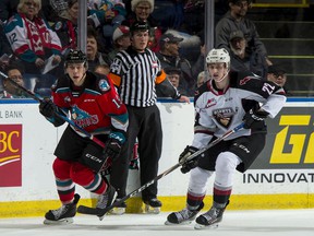 'We have to find a way to put together a full 60 minutes and give ourselves a chance to win,' says Vancouver Giants defenseman Connor Horning (right).