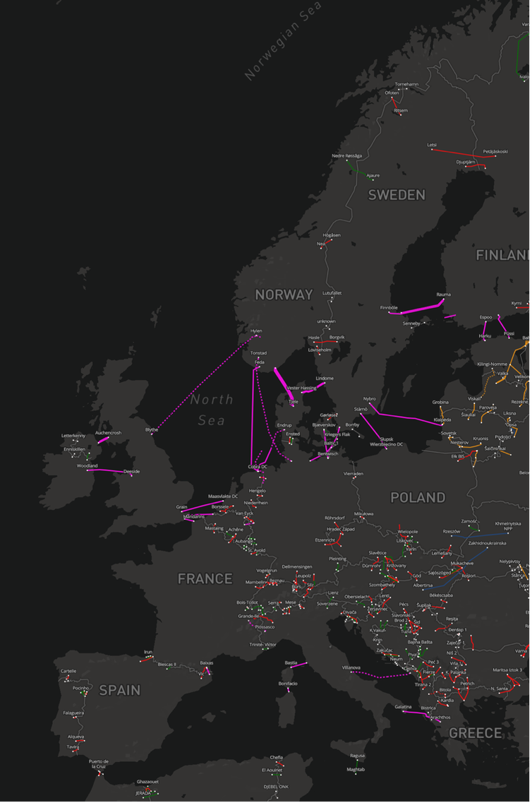 Cross-border electricity connections in Europe