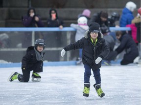 Omar Kouaissem, a newcomer from Syria, zips across the ice at the 5th annual Newcomer Skate at Charles Clark Square on Feb. 1, 2020.