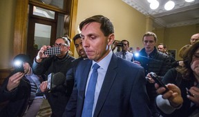 Leader of the Ontario PC party Patrick Brown is foliowed by media after addressing allegations against him at Queen’s Park in Toronto, Ont. on Wednesday January 24, 2018.