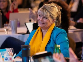 Alberta Urban Municipalities Association president Cathy Heron is seen in the crowd at the Alberta Municipalities leaders caucus at the Edmonton Convention Center on Thursday, March 10, 2022. Photo by Ian Kucerak