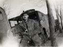 Canadian Army Pte. Don Brancaccio near Hamburg, Germany with a convoy of military trucks during WWII.  Brancaccio, 93, was an infantry solider with Essex Scottish and HLI Regiments during WWII and served in Belgium, Holland and Germany, 1944-46.  Born and raised in Windsor Brancaccio died April 22, 2019.