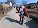 Shirley Pinard, a Forest Glade resident claims that a pathway near the Seneca Park has not been properly maintained through the winter.  She is shown on Thursday, March 10, 2022.