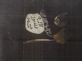 A homemade ISIS flag recovered from the car driven by Abdulahi Sharif on Sept.  30, 2017.