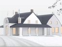 An illustration of Baie-D'Urfe's town hall renovation/expansion project.