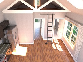 The interior of the Craftman model tiny home by Petite Homes is shown.