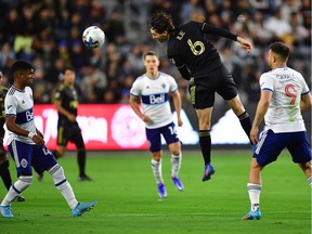 Los Angeles FC midfielder Ilie Sanchez (6) plays for the ball against Vancouver Whitecaps during the first half at Banc of California Stadium.