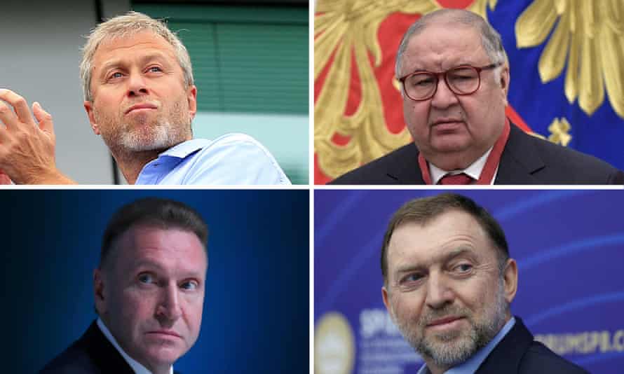 Dans le sens des aiguilles d'une montre : Roman Abramovich, Alisher Usmanov, Oleg Deripaska et Igor Shuvalov