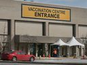 The COVID-19 vaccination center at the Devonshire Mall in Windsor is shown on March 3, 2022.