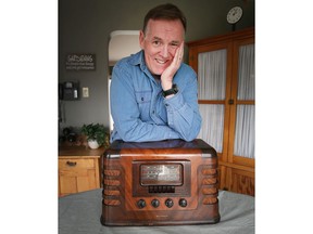 After 46 years in broadcasting, 33 of them in Windsor, CBC Windsor's Tony Doucette is retiring.  He is shown at his Windsor home on Wednesday, March 30, 2022 with a vintage radio.