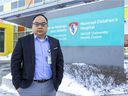 Dr. Donald Vinh, an infectious-diseases specialist and medical microbiologist at the McGill University Health Center, outside the Montreal Children's Hospital on Feb. 1, 2022.