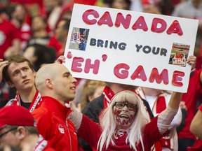 Team Canada fans show their support before a 2016 World Cup qualifier against Mexico at BC Place Stadium.