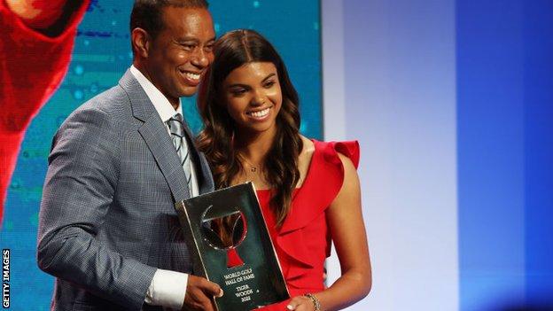 Tiger Woods (left) and his daughter Sam