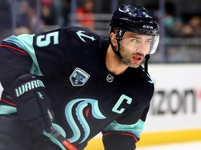 The Maple Leafs acquired defenseman Mark Giordano from the Seattle Kraken in a trade on Sunday, Marhc 20, 2022.