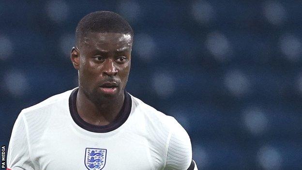Marc Guehi in action for England Under-21s