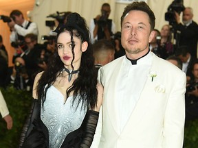 Canadian singer Grimes and Elon Musk attend the Met Gala in New York City, May 2018.