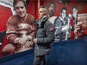Canadiens interim head coach Martin St. Louis walks through the bowels of the Bell Center in Montreal on Feb. 24, 2022. On Feb. 9, 2022, the Canadiens pulled the plug on Dominique Ducharme when Montreal was 8-30-7.  The team is now 7-4 under St. Louis.