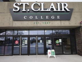 The entrance to south campus of St. Clair College is seen on Tuesday, January 18, 2022.
