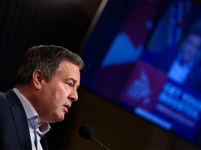Premier Jason Kenney provides an update on Alberta's COVID-19 response at the McDougall Center on Tuesday, January 4, 2022.