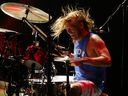 Drummer Taylor Hawkins of Foo Fighters playing during their first of two nights at the Molson Amphitheater in Toronto on Wednesday, July 8, 2015.