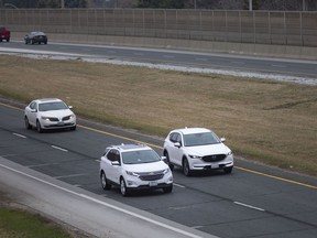 Eastbound traffic on EC Row Expressway, where the next phase of $10 million in upgrades is set to begin, is seen on Wednesday, April 6, 2022.