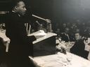 American civil rights leader Martin Luther King Jr. speaks March 14, 1963, at the Cleary Auditorium, which became the Cleary International Center and is now part of St. Clair College. 
