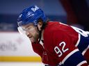 Montreal Canadiens left wing Jonathan Drouin (92) during NHL action against the Ottawa Senators on March 2, 2021. 