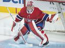 Canadiens goaltender Carey Price warms up prior to a game against the New York Islanders in Montreal on Friday, April 15, 2022. “I just wanted everybody to know that I'm doing well and I'm looking forward to the future,